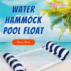 Playbees Hammock Pool Float - Blue - 1 Pack - Comfortable and Durable Floating Hammock for Relaxation in Pools, Lakes, and Beaches
