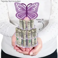 Big Dot of Happiness Beautiful Butterfly - DIY Birthday Party Money Holder Gift - Cash Cake