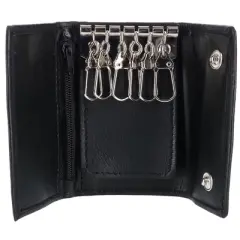 CTM Men's Leather Key Case with Exterior Pocket