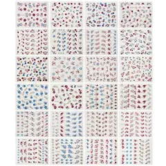 Wrapables Glitter Stars & Flowers Nail Stickers Sparkly Nail Art (24 sheets)