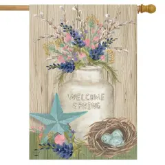 Gifts of Spring Primitive House Flag Floral Mason Jar 28" x 40" Briarwood Lane