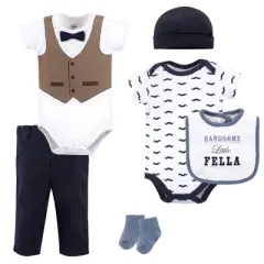 Little Treasure Baby Boy Layette 6-Piece Set, Handsome Fella 6-Piece