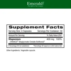 Emerald Labs Magnesium 400mg  - Vegan Friendly - 120 Vegetable Capsules
