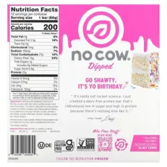 No Cow Dipped Protein Bar, Birthday Cake, 12 Bars, 2.12 oz (60 g) Each