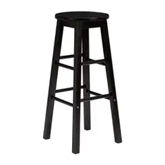 PJ Wood Classic Round-Seat 24" Tall Kitchen Counter Stools for Homes, Dining Spaces, and Bars with Backless Seats, Square Legs, Black (10 Pack)