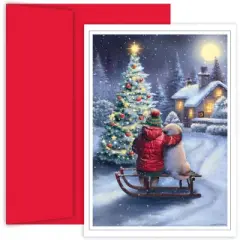 Masterpiece Studios Holiday Collection 16-Count Boxed Christmas Cards with Envelopes, 7.8" x 5.6", Best Friends (881200)