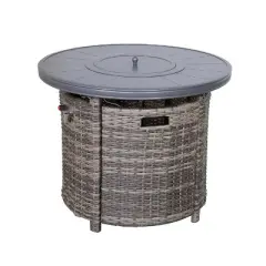 25'' H x 32'' W Aluminum Outdoor Fire Pit Table with Lid (Mixed Gray)