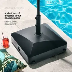 Maple99 Umbrella Base &ndash; Fillable, Heavy-Duty & Mobile Patio Umbrella Stand for Deck, Poolside, Garden - 123 lbs Capacity, Black