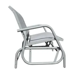 GOLDSUN Alloy Steel Weather Resisting Outdoor 2 Person Swinging Rocking Glider Bench Chair Loveseat for Patio, Garden, Deck, or Swimming Pool, Gray