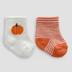 Carter's Just One You&reg; Baby 2pk Halloween Pumpkin and Striped Crew Socks - Orange