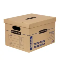 Fellowes Bankers Box 10pk Smooth Move 15"x10"x12" Moving Box Kraft: Corrugated Paper File Sorters, Brown, No Assembly Required