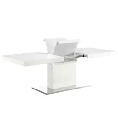 Vector Extendable Dining Table White Silver - Modway