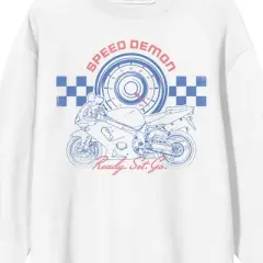 Sportsbike Race "Speed Demon, Ready Set Go" Men's White Crew Neck Sweatshirt