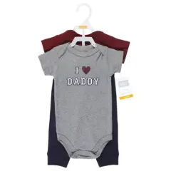 Hudson Baby Infant Boy Cotton Bodysuit and Pant Set, Boy Daddy Short Sleeve