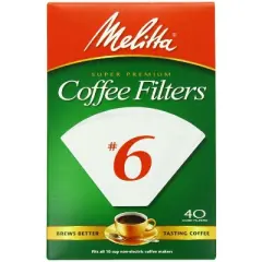 Melitta 626402 Cone Coffee Filters, 40 Count, White
