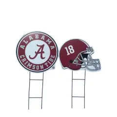 NCAA Alabama Crimson Tide 2pk Logo and Helmet Garden Stake Set