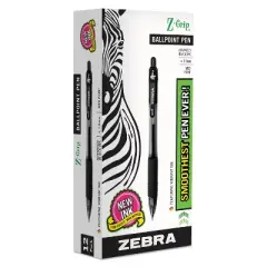 Zebra Z-Grip Retractable Ballpoint Pen Black Ink Medium Dozen 22210