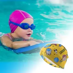 Unique Bargains Polyester Planet Pattern Swim Cap 5.91"x8.27" Yellow Blue 1 Pc