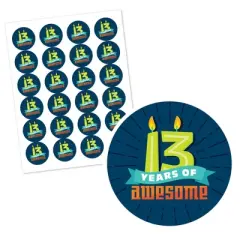 Big Dot of Happiness Boy 13th Birthday - Official Teenager Birthday Party Circle Sticker Labels - 24 Count