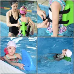 KEKE Back Float Swim Fin Trainer with Elastic Strap, Wearable Shark Fin Swim Float, Buoyancy Foam for Kids Children Toddler Swimming Safety, Red