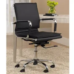 Studio 55D Tanner Black Faux Leather Lowback Desk Chair