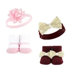 Hudson Baby Infant Girl 8Pc Headband and Socks Set, Flower, 0-9 Months