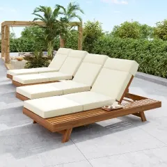 Christopher Knight Home Darla Outdoor Acacia Wood Adjustable Chaise Lounge with Water-Resistant Cushions (Set of 4)