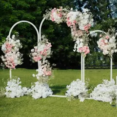 Artloge Set of 3 Large Metal White Wedding Arch Flower Backdrop Stand Ceremony Arch Frame for Wedding Birthday Party Decor