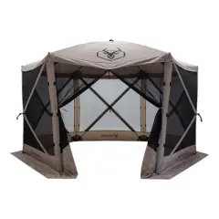 Gazelle Tents G6 12ft x 12ft 6 Sided Pop Up Portable 8 Person Gazebo, Desert Sand and Portable Gazebo Screen Tent Wind Panels, Desert Sand (3 Pack)