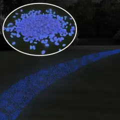 Solar Garden Stones - 500-Pack Glow in the Dark Pathway Pebble Lights - Decorative Glowing Rocks for Flowerbeds and Walkways by Pure Garden (Blue)