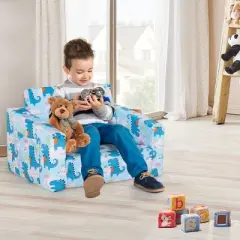 Costway 2-in-1 Convertible Kids Sofa to Lounger Flip-Out Chair w/Storage Pocket