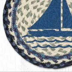 Earth Rugs Hand-Stenciled Sailboat Trivet &ndash; 10" Nautical Round Mat by Harry W. Smith