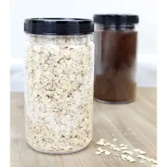 Cornucopia Brands-32oz Plastic Canisters with Black Ribbed Lids Clear 6pk