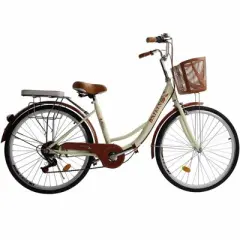 Topteng Beach Cruiser Bike, 26" Commuter Bicycle for Men & Women, City Bike with Basket
