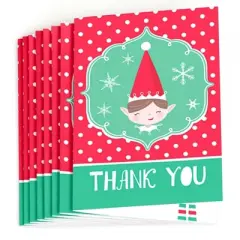 Big Dot of Happiness Elf Squad - Kids Elf Christmas and Birthday Party Thank You Cards (8 Count)