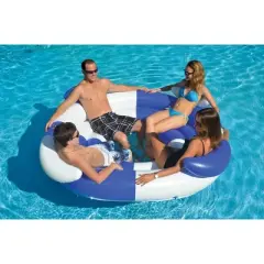 Swimline 84" Inflatable Sofa Island Swimming Pool Lounger - Blue/White