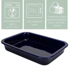 Elanze Designs Large 9x13 inch Stoneware Porcelain Baking Dish With Stainless Steel Rack, Navy Blue