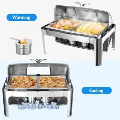 9QT Chafing Dish Buffet Set, Buffet Servers and Warmers with Soft-Closing Visible Lid