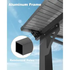 12x20 FT Lean to Gazebo, Hardtop Wall Mounted with Polycarbonate Roof, Heavy Duty  Aluminum Frame Patio Awnings for Deck, Porch, Backyard, Garden