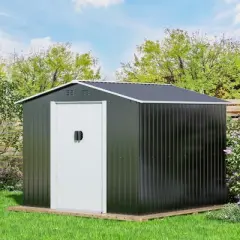 Sandinrayli 8.4 ft. W x 8.4 ft. D Outdoor Storage Metal Shed Garden Tool Steel Shed with Sliding Doors and Vents(70.56 sq. ft.)