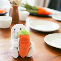 Tabletop 3.0 Inch Bunny And Carrot Salt & Pepper , Easter Set Rabbit (2PC)
