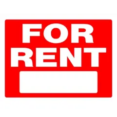 Hillman English Red For Rent Sign 18 in. H X 24 in. W - Case of 6