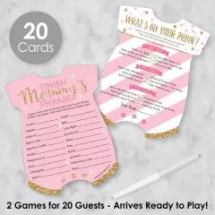 Big Dot of Happiness Little Princess Crown - 2-in-1 Pink and Gold Princess Baby Shower Cards - Activity Duo Games - Set of 20