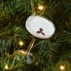 Glass Espresso Martini Cocktail Christmas Tree Ornament Brown - Wondershop&trade;: Festive Indoor Decoration, 3.5"