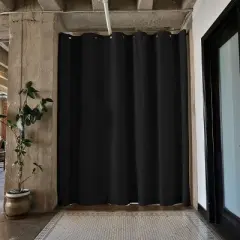 Room Dividers Now Tension Rod Curtain Room Divider Kit - XX-Large A, 8ft Tall x 10ft - 12ft 6in Wide, Midnight Black (With Curtains)