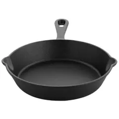 MegaChef 8 Inch Round Preseasoned Cast Iron Frying Pan in Black