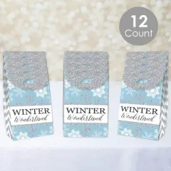 Big Dot of Happiness Winter Wonderland - Snowflake Holiday and Winter Wedding Gift Favor Bags - Party Goodie Boxes - Set of 12