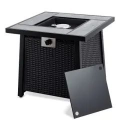Patio 28Inch Propane Fire Table with Lava Rock and Tabletop Lid