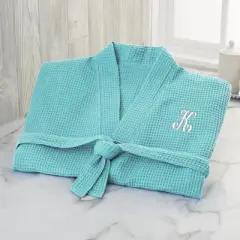 Personalization&nbsp;Mall Embroidered Waffle Weave Robe, Mint, S