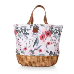 Picnic Time Promenade Floral Pattern Picnic Basket: Wicker & Canvas, Botanical Design, Disney's The Little Mermaid